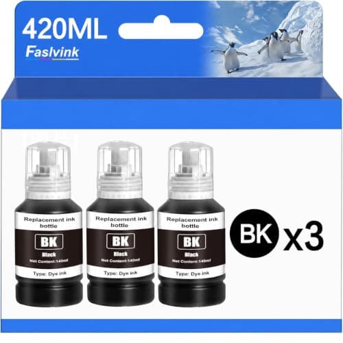 Faslvink Compatible Ink Refill Bottles Replacement for Epson 502 Ink Black